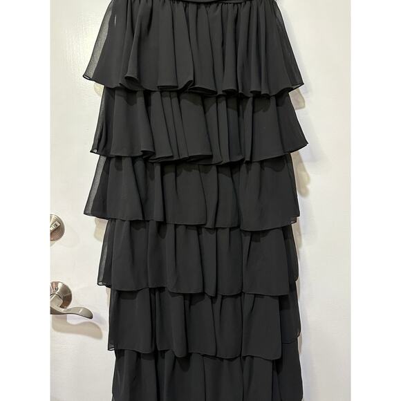 Ieena For Mac Duggal Sleeveless Tiered Ruffle Gown Black Size 6 NWT #55416 - Picture 6 of 13